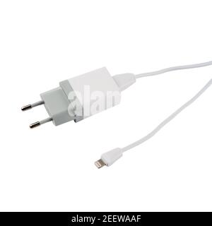 Phone Charger with Lighting Connector isolated on white background Stock Photo