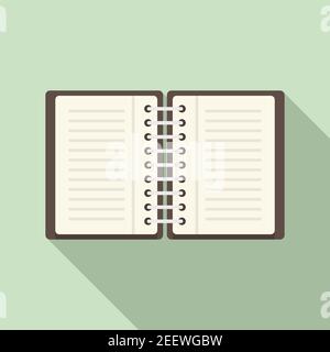 Office manager open notebook icon, flat style Stock Vector