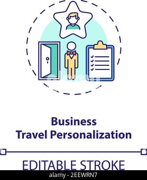 Business travel personalization concept icon Stock Vector