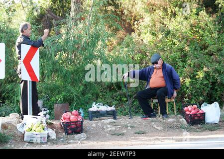 Man selling fruits in the street. Stock Photo