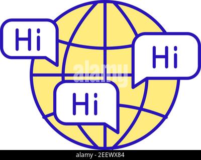 English spreading worldwide RGB color icon Stock Vector