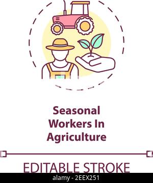 Seasonal workers in agriculture concept icon Stock Vector Image & Art ...