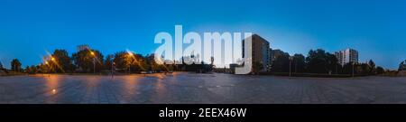 Katowice spherical panorama at blue hour with ligts Stock Photo