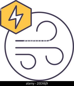 Using of wind to providing mechanical energy yellow RGB color icon Stock Vector