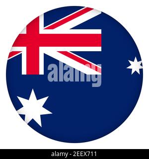 Flag of Australia round icon, badge or button. Australian national symbol. Template design, vector illustration. Stock Vector