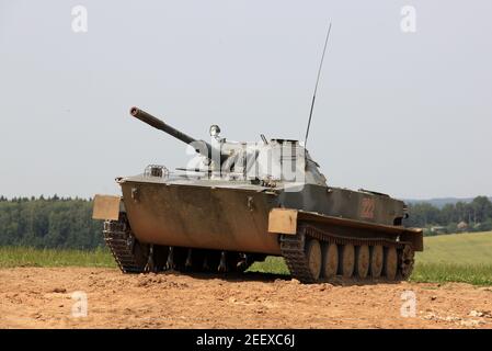 The Soviet PT-76 light amphibious tank of the Egyptian army at the ...