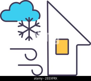 Operation of wind power in cold weather RGB color icon Stock Vector
