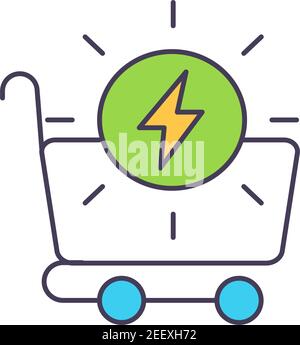 Buying solar panel system RGB color icon Stock Vector