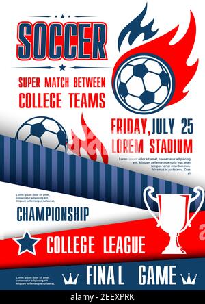 Football championship match poster of soccer final cup. Football
