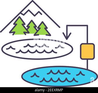 Using electric power systems for load balancing RGB color icon Stock Vector