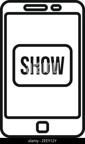 Smartphone tv show icon, outline style Stock Vector