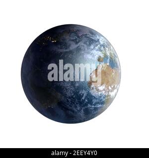 3D rendering of planet Earth from space with the Atlantic Ocean surrounded by continents, with clipping path, for science and business backgrounds. El Stock Photo