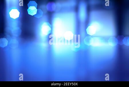 defocused commercial interior at blue hour Stock Photo