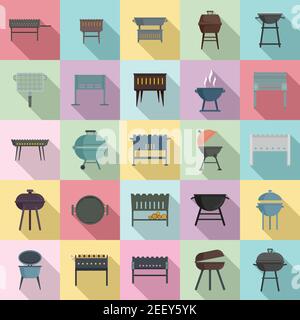 Brazier icons set, flat style Stock Vector