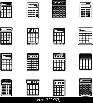 Money calculator icons set, simple style Stock Vector