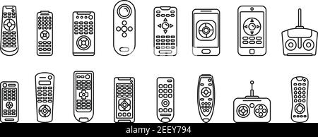 Hand remote control icons set, outline style Stock Vector