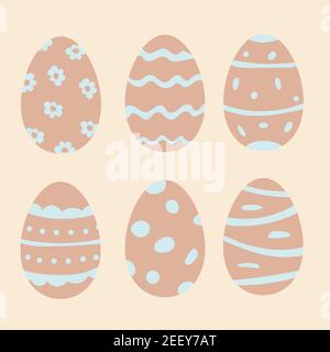 Easter eggs set. Hand drawn doodle collection for easter holiday design. Vector illustration. Stock Vector