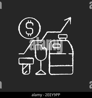 Waste analytics chalk white icon on black background Stock Vector