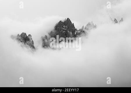 Dolomites: the Rocca dei Baranci in the clouds Stock Photo