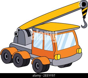 Machine with lifting crane icon, cartoon style Stock Vector