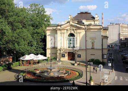 Polish Theatre in Bielsko-Biala, built in 1890, view from the Castle hill, Poland Stock Photo