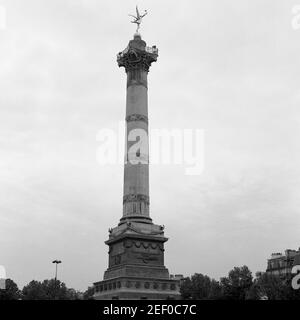 The July Column (French: Colonne de Juillet) is a monumental column in Paris commemorating the Revolution of 1830 Stock Photo
