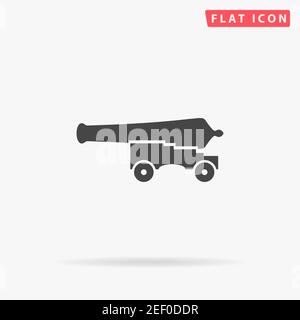 Cannon, War Weapon flat vector icon. Hand drawn style design illustrations. Stock Vector