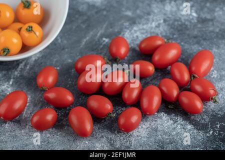 Close up photo of cherry tomatoes red and yellow Stock Photo