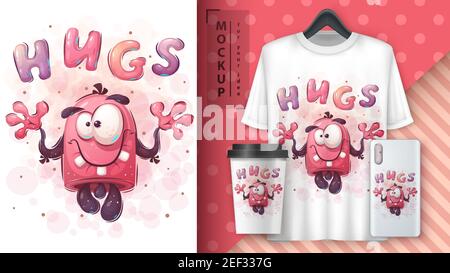 Cute monster - poster and merchandising. Stock Vector