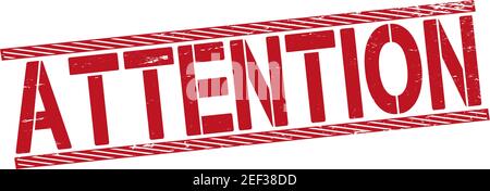 Attention grunge rubber stamp on white, vector illustration Stock Vector