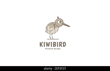 bird kiwi cartoon cute logo design vector icon symbol illustration Stock Vector