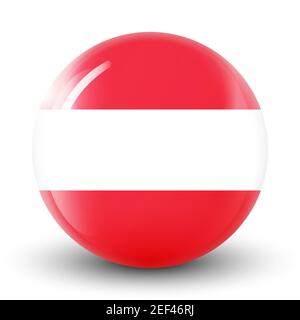 Glass light ball with flag of Austria. Round sphere, template icon. Austrian national symbol. Glossy realistic ball, 3D abstract vector illustration Stock Vector