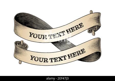 Vintage banner hand draw engraving style black and white clip art isolated on white background Stock Vector