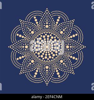 Dot painting meets mandalas. Aboriginal style of dot painting and power of mandala. Decorative sun Stock Vector