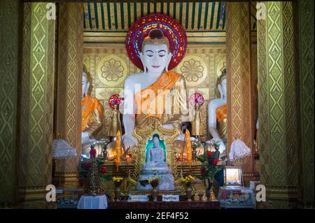 30.01.2017, Mawlamyine, Myanmar, Asia - Buddha figure at the Kyaikthanlan Pagoda, the tallest Buddhist pagoda in the city. Stock Photo