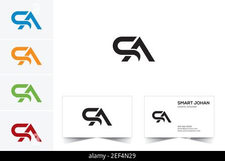 SA Artistic Letter Logo Design with Creative Serif Font in Black and ...