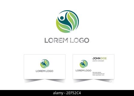 Medical, health, yoga logo business card design. Stock Vector