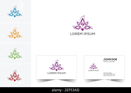 Flower Logo abstract Beauty Spa salon Cosmetics brand Linear style. Looped Leaves Logotype design vector Luxury Fashion template. Stock Vector