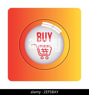 glossy buy button with shopping cart in glass with reflection style. Vector illustration Stock Vector