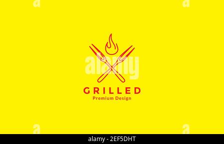 grilled lines with fire modern logo design vector icon symbol illustration Stock Vector