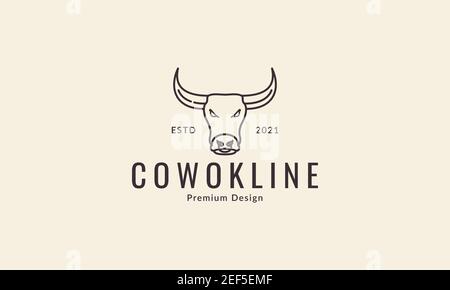 animal head lines cow hipster logo design vector icon symbol illustration Stock Vector