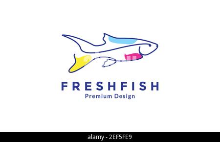 decorative fish aquarium line colorful logo symbol vector icon design illustration Stock Vector