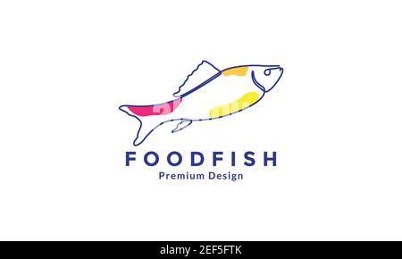 Milk fish line colorful logo symbol vector icon design illustration Stock Vector