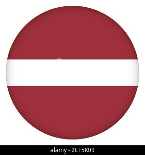 Flag of Latvia round icon, badge or button. Latvian national symbol. Template design, vector illustration. Stock Vector