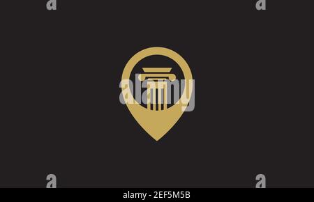 law pillar with pin map locations  logo design vector icon symbol illustration Stock Vector