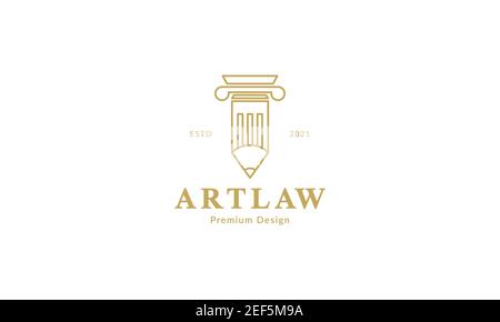 law pillar line with creative pencil  logo design vector icon symbol illustration Stock Vector