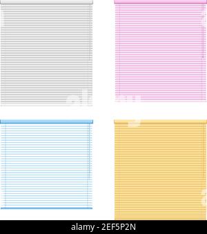 Four colored window roller shutters set isolated on white background in realistic style vector illustration Stock Vector