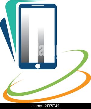 Smartphone logo design. Mobile phone concept sign. Modern electronic technology symbol Vector illustration. Stock Vector