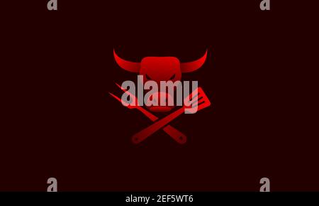 grill red abstract with cow head logo design vector icon symbol illustration Stock Vector