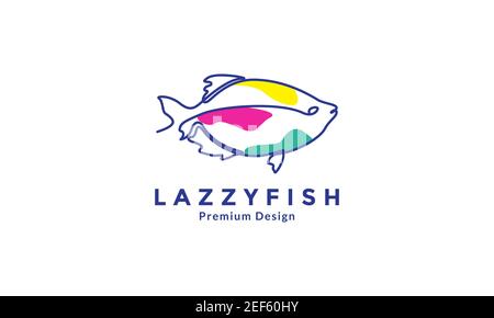 fish carp line colorful logo symbol vector icon design illustration Stock Vector